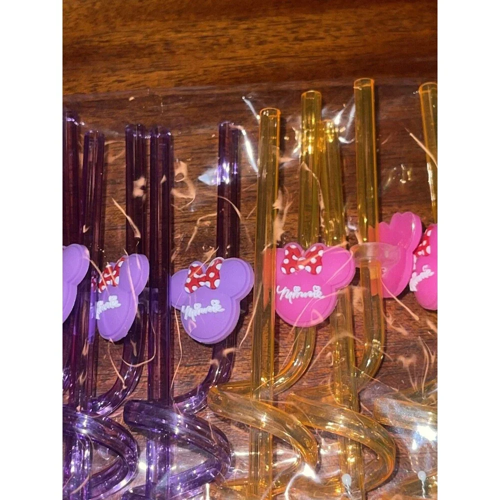 Minnie Mouse Ears Spiral Drinking Reusable Crazy Straws 25 ct